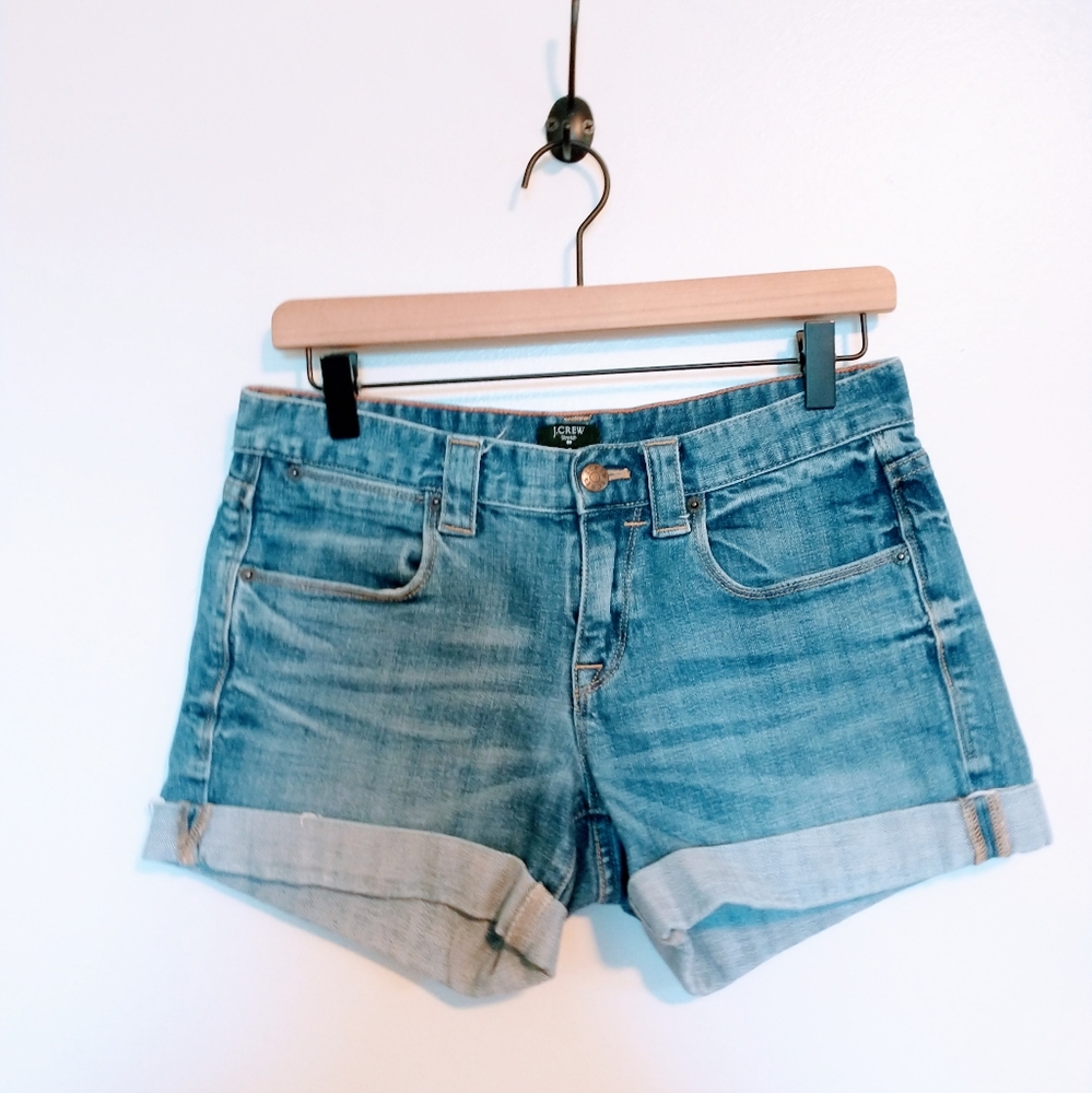 J Crew denim shorts with cuffed hems size 0